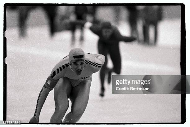 America's Eric Heiden, bidding for his fourth straight Olympic gold medal, survived a near fall in the 1500 meter speedskating event to beat Norway's...