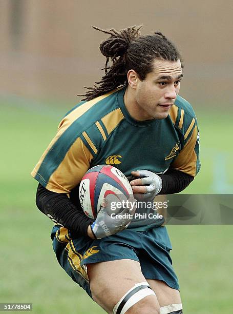 George Smith in action during Australia's Rugby training session at St Pauls School Hammersmith on November 23, 2004 in London.