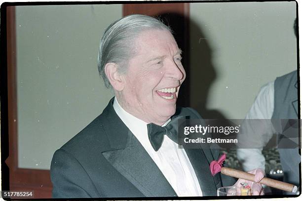 Los Angeles, CA- Milton Berle, at a dinner party for the partially sighted held in the Century Plaza Hotel, enjoys a ceremony in his honor. He is...