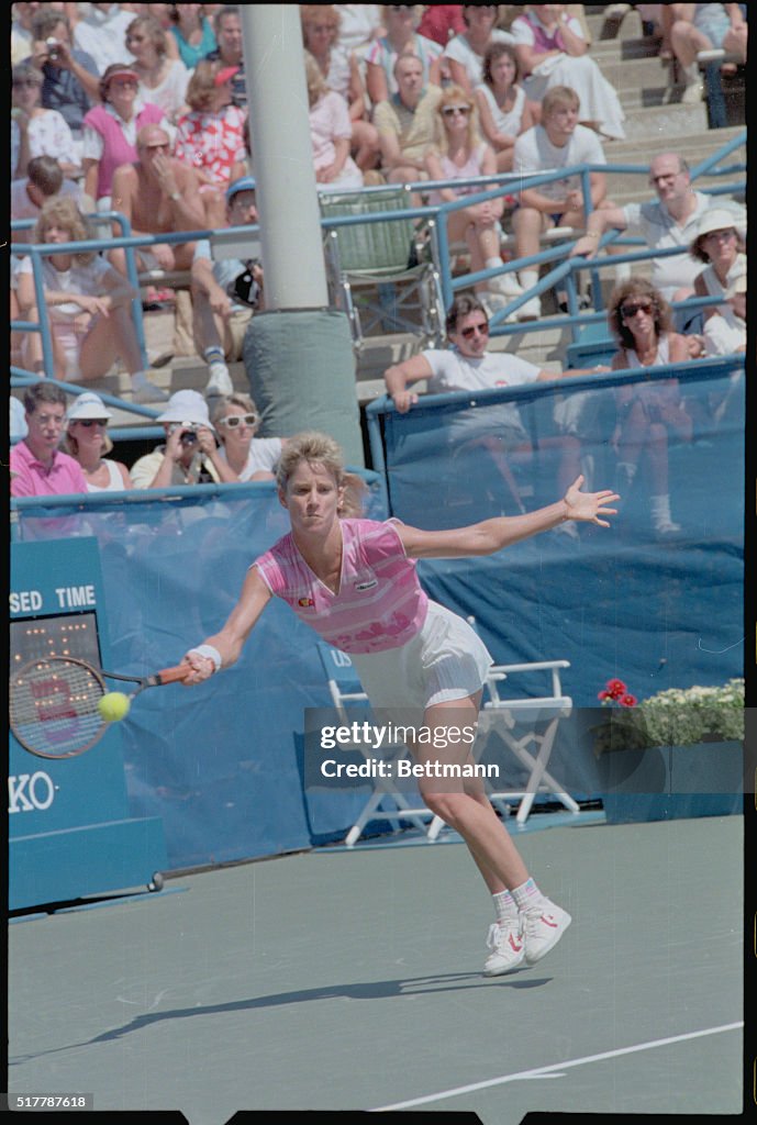 Tennis Player Chris Evert Lloyd in Action on the Court