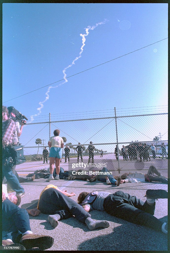 Protesters at Cape Canaveral Missile Launch