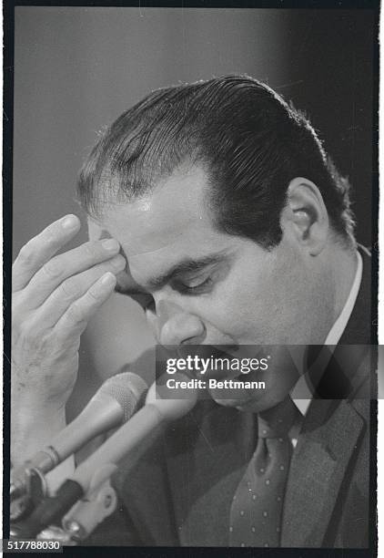 Supreme Court Justice nominee Antonin Scalia expresses different moods at his confirmation hearing befor the Senate Judiciary Committee 8/5.