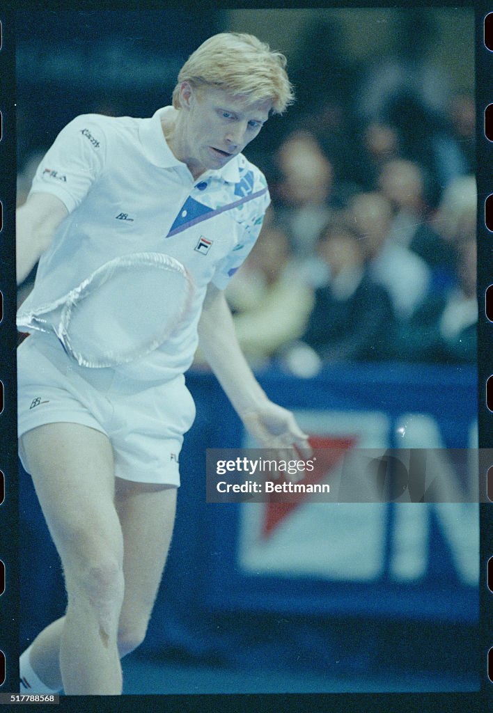 Boris Becker Hitting His Backhand
