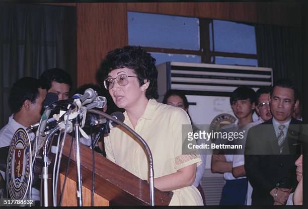 Corazon, Aquino, widow of the Philippine opposition leader Benigno Aquino, a candidate in the upcoming Philippine Presidential Election.