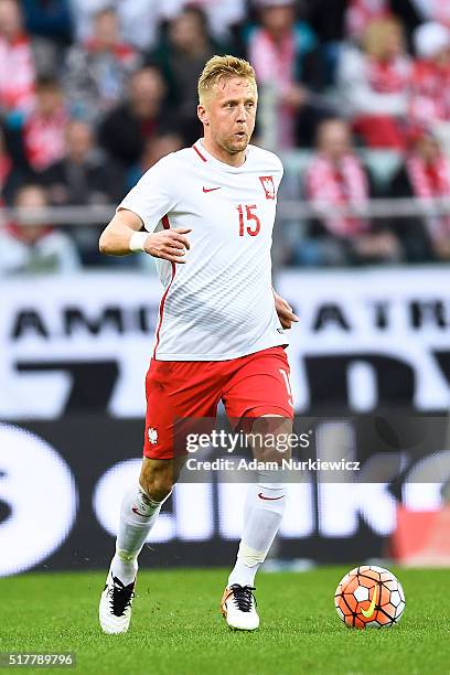 Kamil Glik of Poland controls the ball during the international friendly soccer match between Poland and Finland at the Municipal Stadium on March...