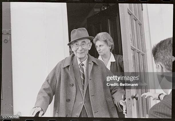 Charles Pederson leaves his home in Salem, N.J. To hold a press conference at City Hall after learning that he won a share in the Nobel Prize for...