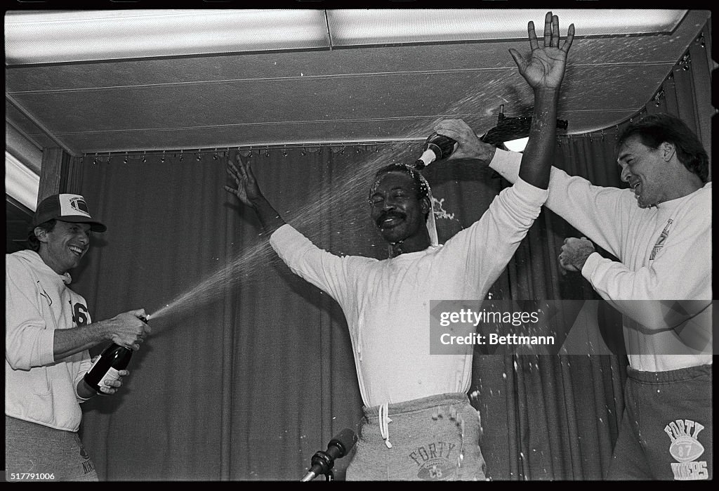 Freddie Solomon Celebrating in Locker Room