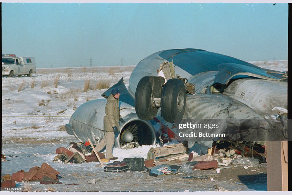 Ted Lopatkiewicz Examining Debris from Plane
