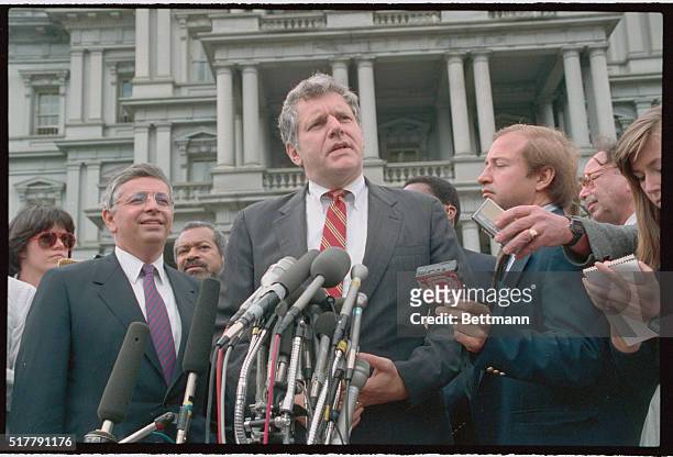 Washington: William Bennett, the nation's drug czar, speaks at a press conference. Bennett met with the commissioners of professional sports leagues...
