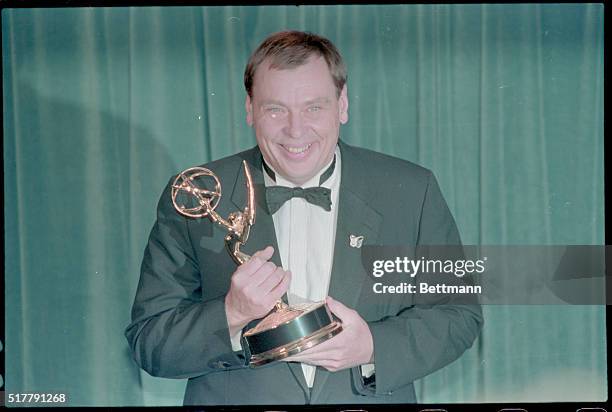 Pasadena, California: Actor Larry Drake holds the Emmy he won as outstanding supporting actor in a drama series. Drake won the award for his...