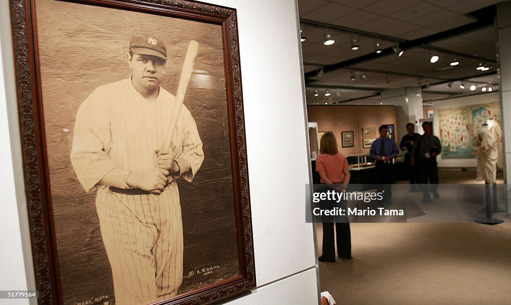 Sotheby's Previews Baseball Memorabilia To Be Auctioned