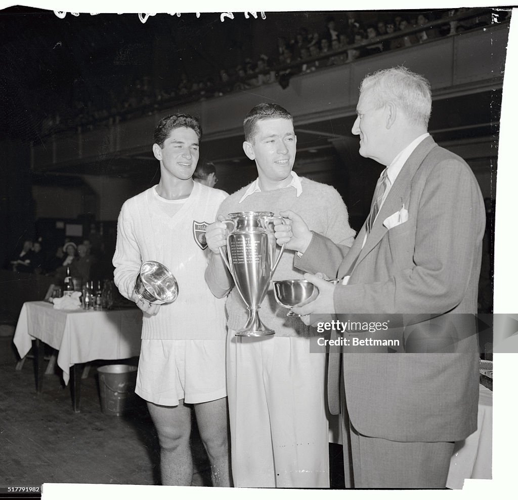 Billy Talbert Receiving Winners Trophy