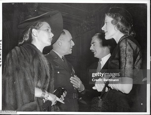Foreign Minister Anthony Eden, General Matthew B. Ridgeway with Mrs. Ridgeway, and Mrs. Eden , are shown at the Elysee Palace where the French...