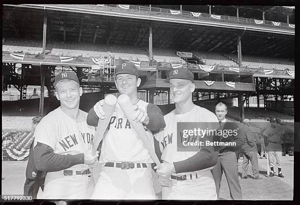 Batting power displayed here may mean the winning of the 1960 World Series for either the Pittsburgh Pirates or the New York Yankees. The heavy...