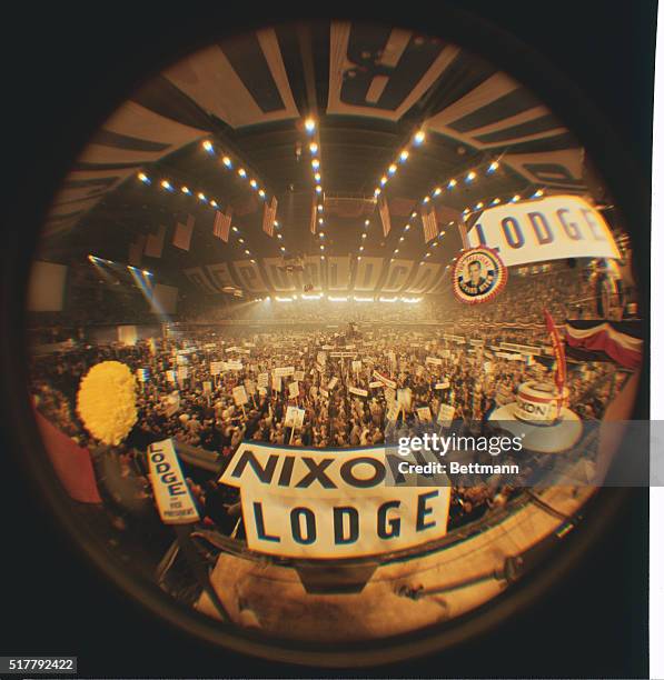 Chicago, Illinois: Unusual "fish eye" view of Republican National Convention made with Nikon 180-degree camera.