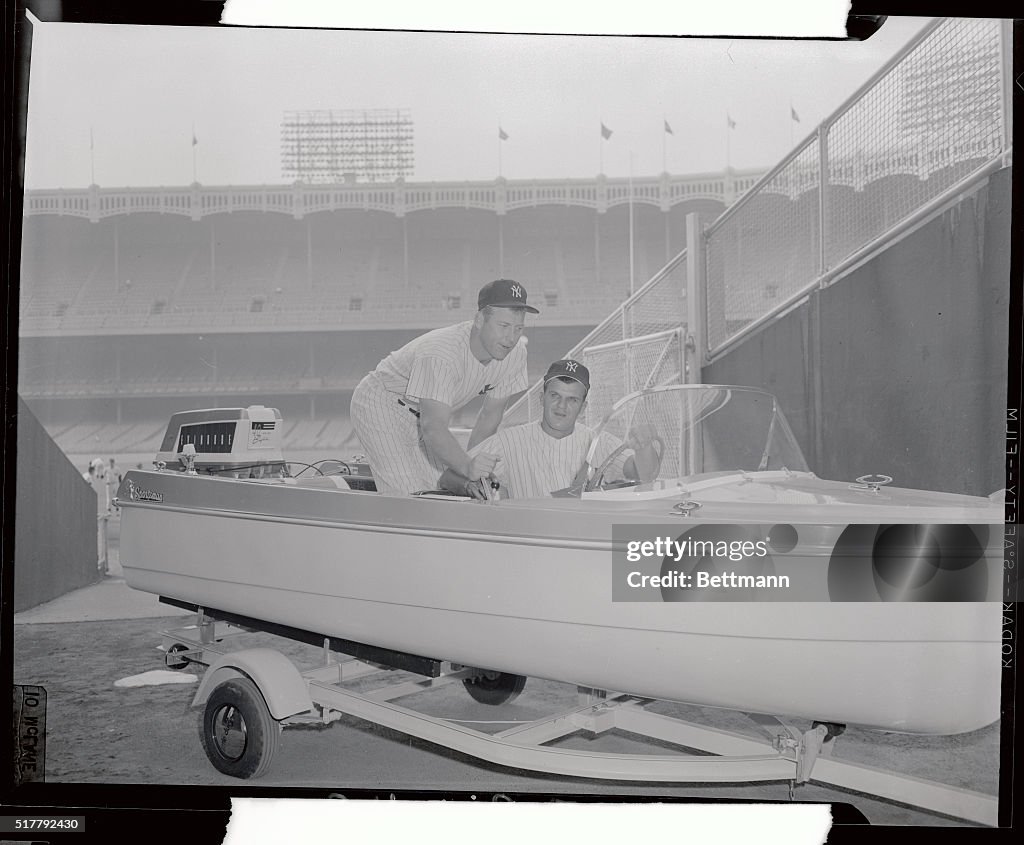 Mickey Mantle and Bill "Moose" Skowron in Boat