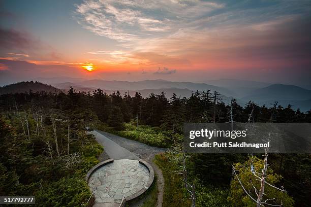 sunset at clingman's dome - clingman's dome - fotografias e filmes do acervo