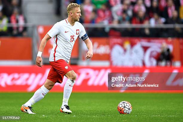 Kamil Glik of Poland controls the ball during the international friendly soccer match between Poland and Finland at the Municipal Stadium on March...