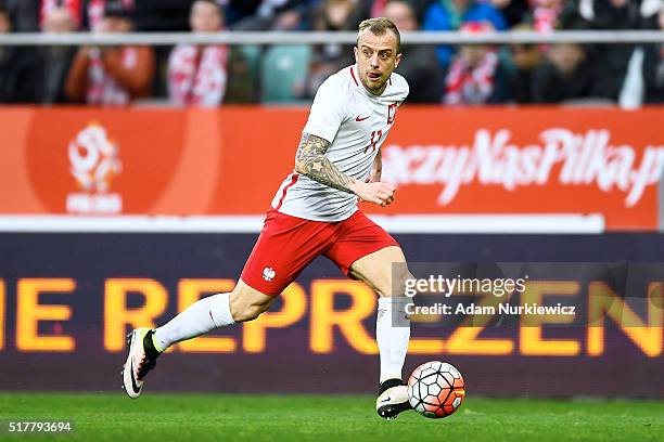 Kamil Grosicki of Poland controls the ball during the international friendly soccer match between Poland and Finland at the Municipal Stadium on...
