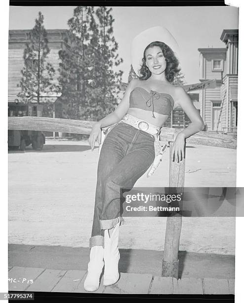 "Miss Sidewalk Cowboy of 1955." Universal City, Los Angeles, California: Actress Mara Corday was informed over the weekend that she has been named...