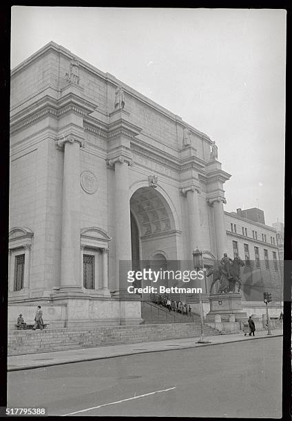 This photo shows the exteriors of the American Museum of Natural History at Central Park West and 79th Street in New York City.