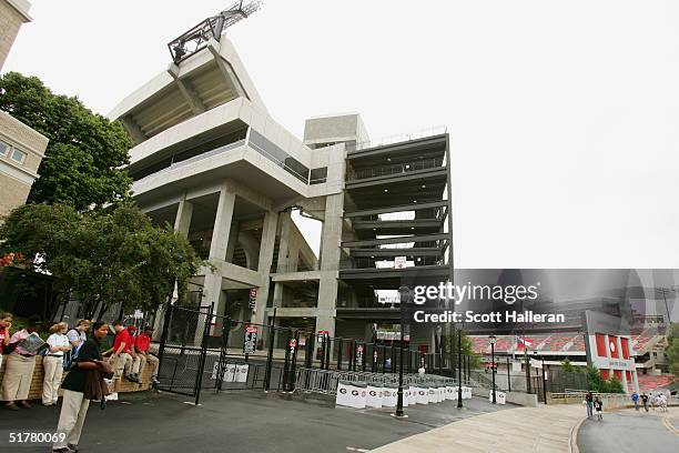 General view of the exterior of the stadium before the game between the Tennessee Volunteers and the Georgia Bulldogs at Sanford Stadium on October...