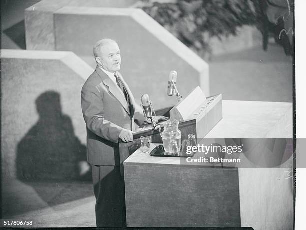 New York, New York: Vyacheslav Molotov speaking at the United Nations.