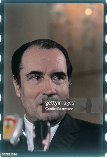 Closeup of French opposition leader, Francois Mitterrand, June 1969.