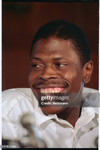 Washington: Future New York Knick Patrick Ewing flashes a million dollar smile during a press conference May 13th, Ewing, who is considered the top...