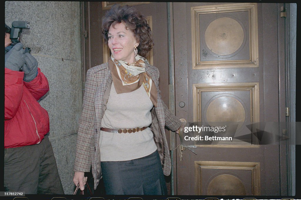 Bess Myerson Pausing and Smiling for Photographer