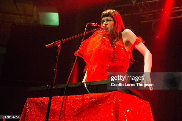 Teri Gender Bender of Le Butcherettes performs at The Roundhouse on March 27, 2016 in London, England.