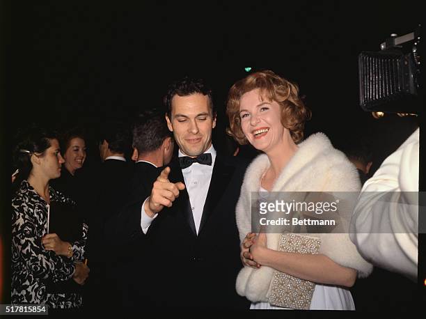 Actors Geraldine Page and Rip Torn arrive at the Academy Awards.