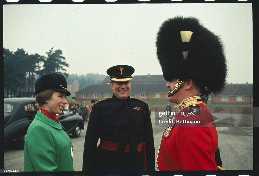 Princess Anne Talking with Welsh Guard