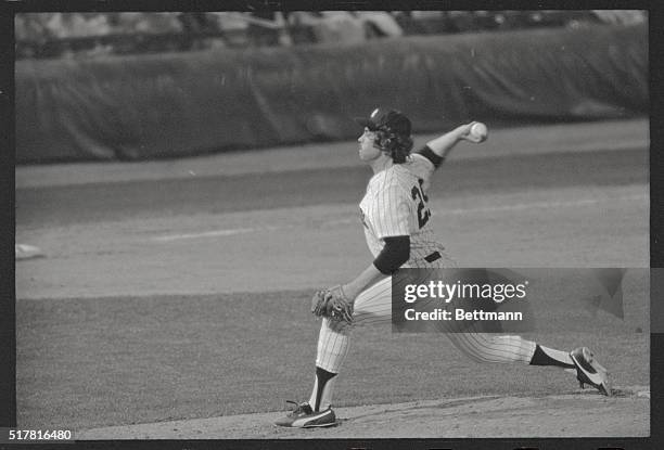 New York Yankees' Jim Hunter pitching in All-Star game.