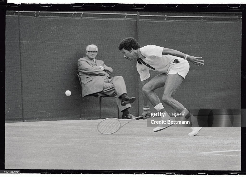 Arthur Ashe Hitting Ball