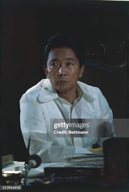 Ferdinand E. Marcos, President of the Philippines, during interview at Malacanang Palace.