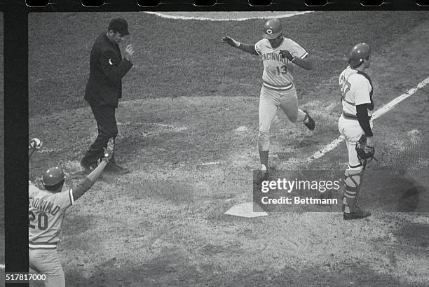 World Series-2nd Game-Boston: Dave conception of the Cincinnati Reds come across the plate in the 9th inning with the winning run scoring from 2nd...