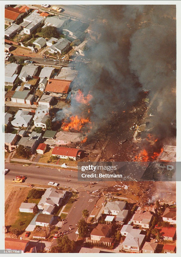 Aerial View of Airplane Crash Site