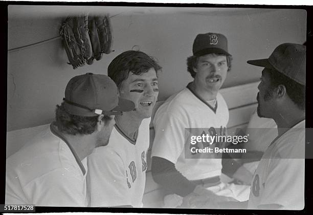 The captain of the Red sox, Carl Yastrzemski is all smiles after he belted a home run to lead of the 2nd inning of the Red Sox-Yankees sudden-death...