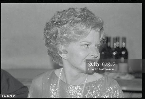 Los Angeles: Former First Lady Betty Ford, who attended a benefit performance of Annie at the Shubert Theatre in Century City late, is shown at the...