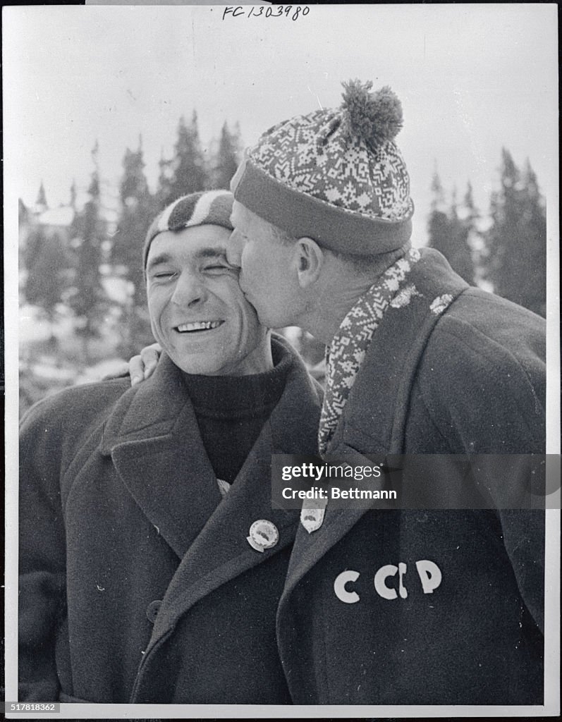 Teammate Kissing Eugeniv Grishin After Gold Medal Win