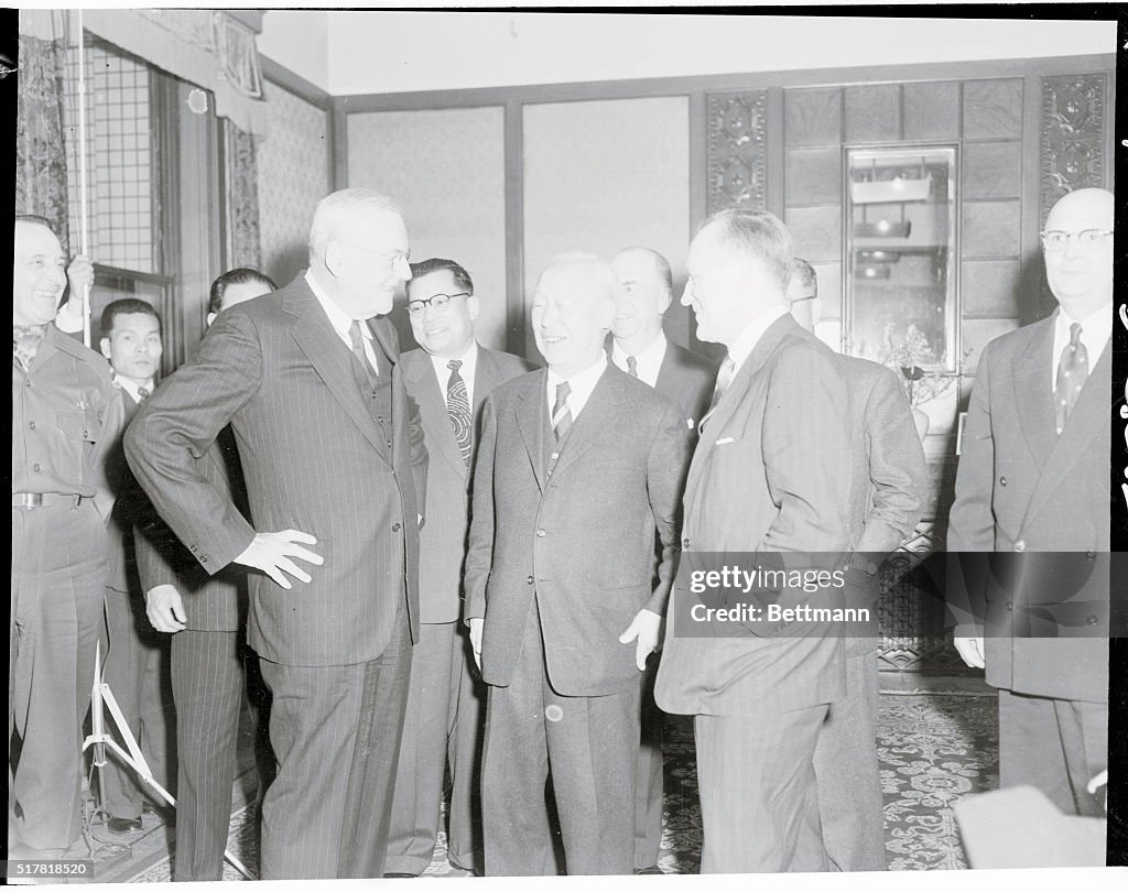 John Foster Dulles Speaking With Syngman Rhee
