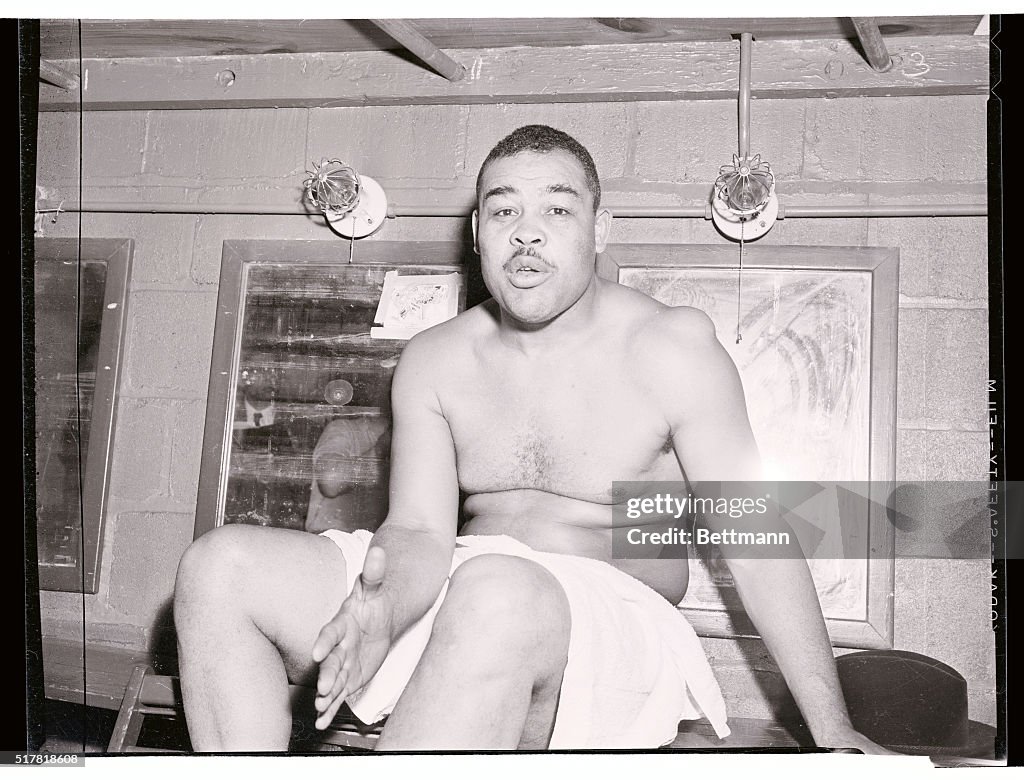 Joe Louis in Dressing Room After First Wrestling Match