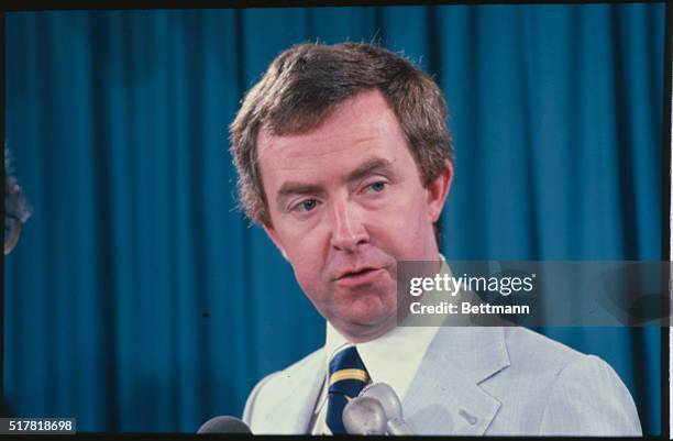 Ottawa, Ontario, Canada: Joe Clark, Conservative Party, during press conference. June 1978.