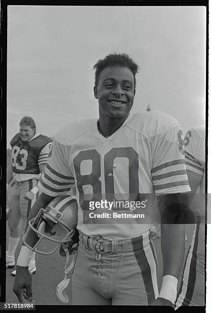 San Francisco 49er receiver Jerry Rice, who set a pair NFL reception records during the 1987 regular season & caught 22 touchdown passes, was named...