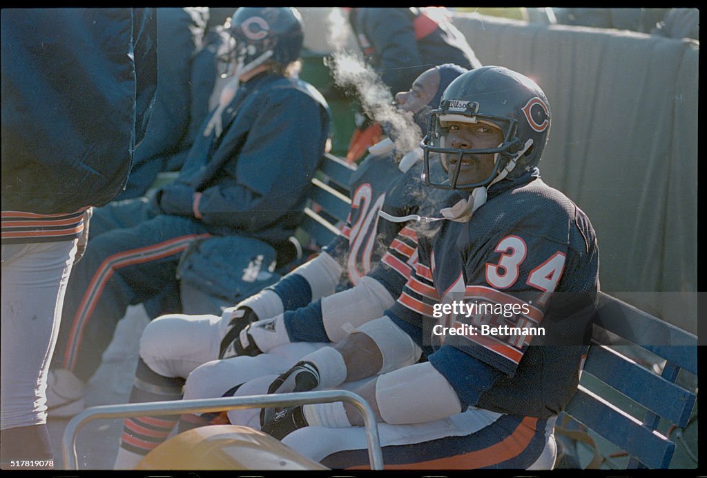 Walter Payton Sitting on Sidelines