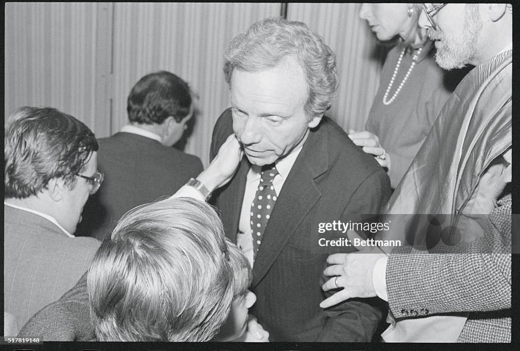 Joseph Lieberman Being Embraced by Supporters