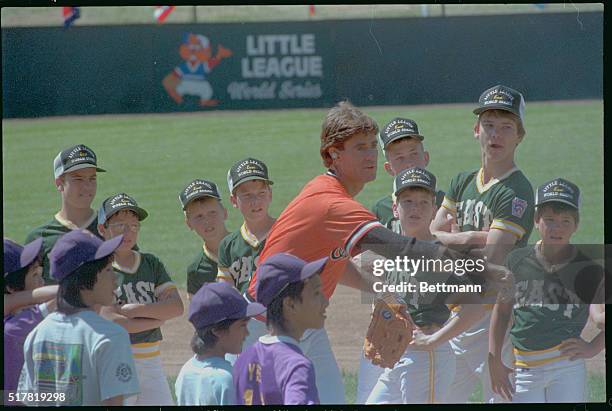 Little League World Series. Williamsport, Pennsylvania: Pitcher Jim Palmer, a 3-time Cy Young winner who led the Baltimore Orioles to 3 World Series...