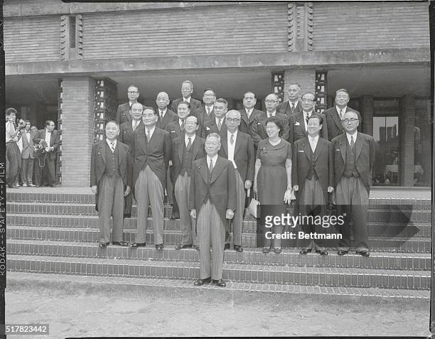 Tokyo, Japan: New Japanese Cabinet Members. Standing on the steps of the Prime Minister's official residence here after being formally attested by...