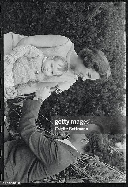 Though the subject of politics is far above his little head, 16-month-old Christopher Kennedy insists on wearing a Robert F. Kennedy campaign pin...